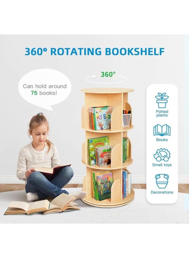 توكي توي رف كتب خشبي دوّار من 3 طبقات – بني من TOOKY TOY - Image 5